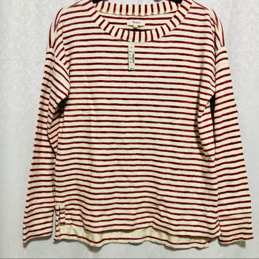 Madewell Surfbreeze red & cream striped top NWT